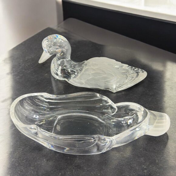 Shannon Crystal Duck Lidded Mallard Candy Dish Frosted Accents by Godinger Clear - Picture 3 of 16
